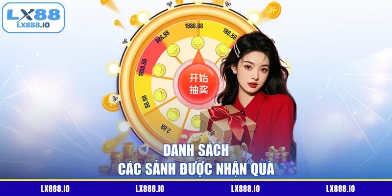Danh sách các sảnh được nhận quà